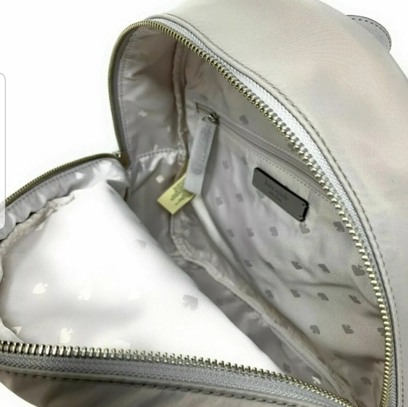 Kate Spade  Dawn Gray Nylon Backpack Soft Taupe - Picture 8 of 8